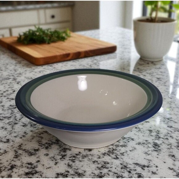 Pfaltzgraff Other - Pfaltzgraff Ocean Breeze Large Round Serving Bowl Green Blue Band Rim 9 5/8" Dia